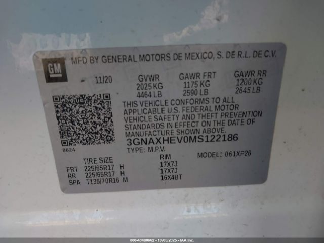 2021 CHEVROLET EQUINOX 3GNAXHEV0MS122186 Photo 8