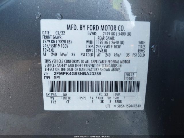 2022 FORD EDGE 2FMPK4G98NBA23385 Photo 8