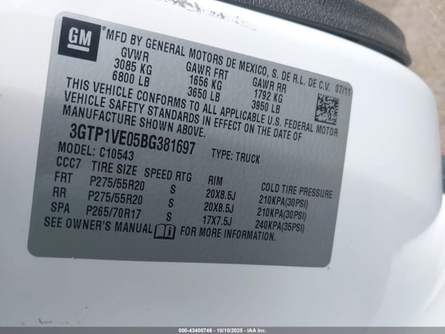 2011 GMC SIERRA 1500 3GTP1VE05BG381697 Photo 8