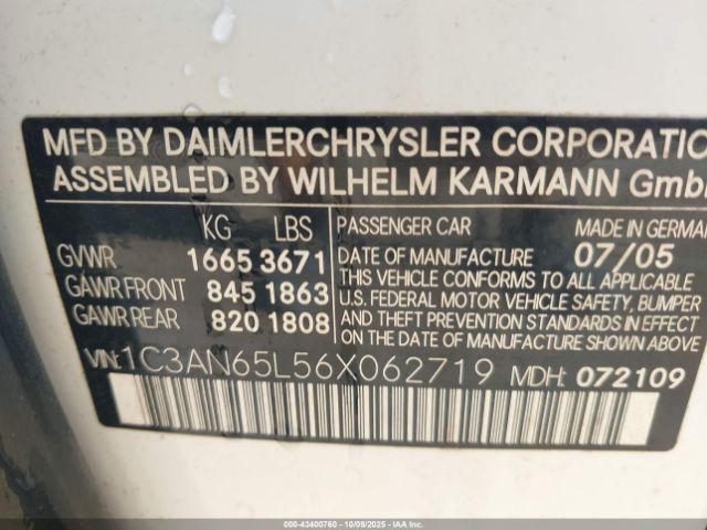 2006 CHRYSLER CROSSFIRE 1C3AN65L56X062719 Photo 8