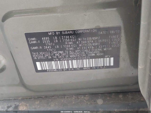 4S4BSACC4J3224625 Subaru Outback 2.5i Premium