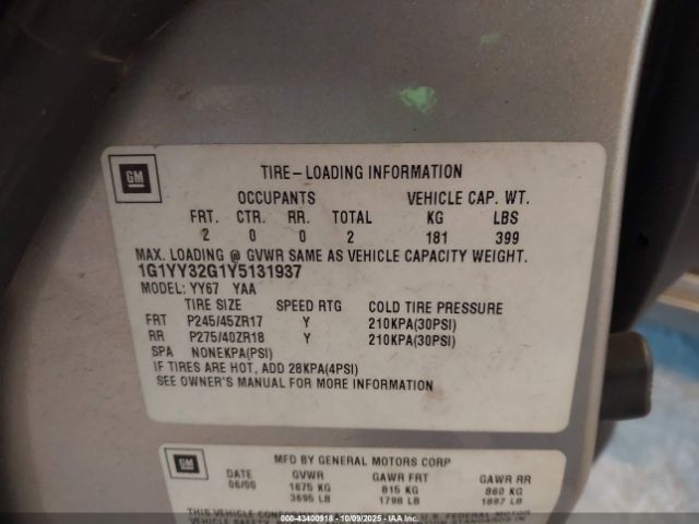 2000 CHEVROLET CORVETTE 1G1YY32G1Y5131937 Photo 8