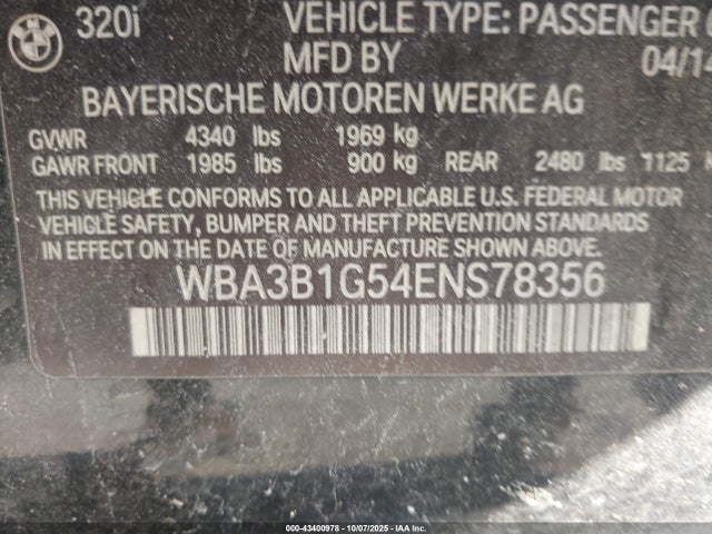 WBA3B1G54ENS78356 BMW 320i