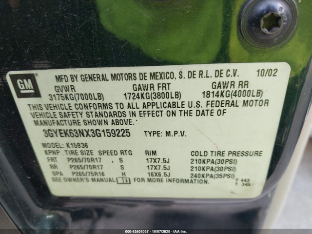 2003 CADILLAC ESCALADE EXT 3GYEK63NX3G159225 Photo 8