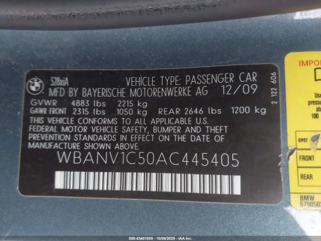 2010 BMW 528I WBANV1C50AC445405 Photo 8