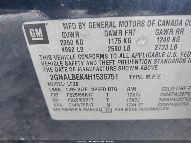 Chevrolet EQUINOX LS 2017 2GNALBEK4H1536751 Image 9