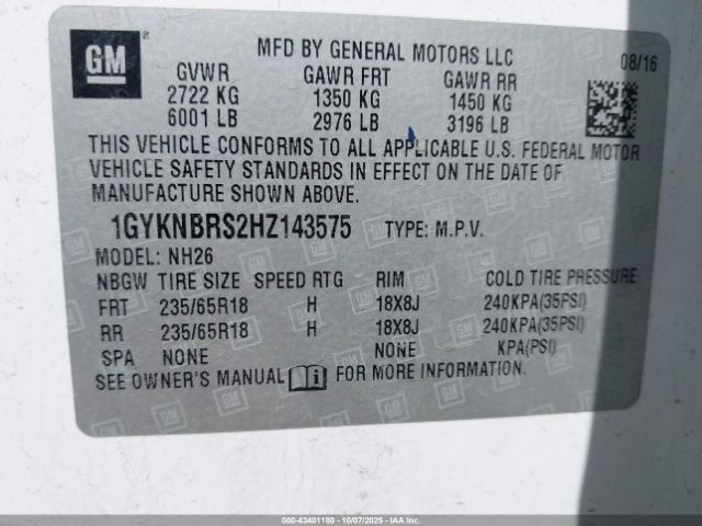 2017 CADILLAC XT5 1GYKNBRS2HZ143575 Photo 8