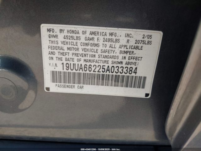 2005 ACURA TL 19UUA66225A033384 Photo 8