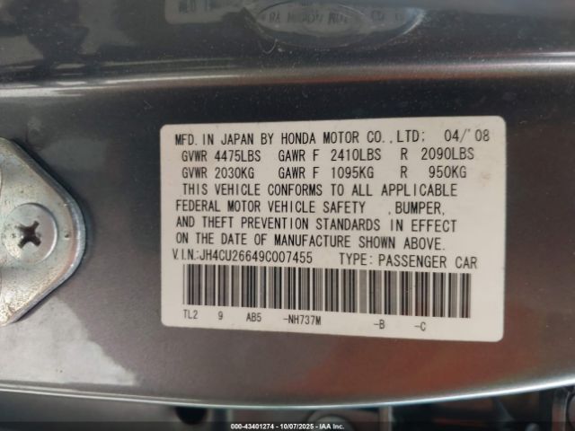 2009 ACURA TSX JH4CU26649C007455 Photo 8