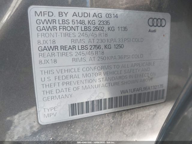 2014 AUDI ALLROAD WA1UFAFL9EA132175 Photo 8