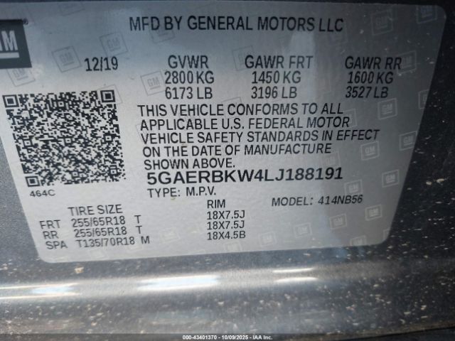 2020 BUICK ENCLAVE 5GAERBKW4LJ188191 Photo 8
