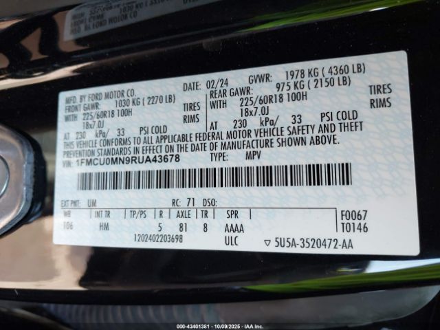 2024 FORD ESCAPE 1FMCU0MN9RUA43678 Photo 8