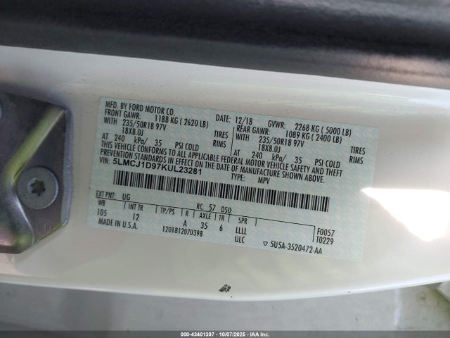 Lincoln 2.0l ecoboost 2019 5LMCJ1D97KUL23281 Image 9