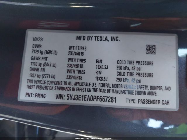 2023 TESLA MODEL 3 5YJ3E1EA0PF667281 Photo 8