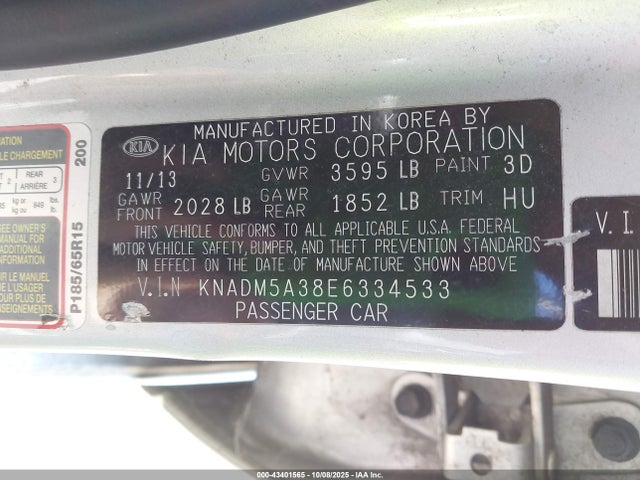KIA dohc gamma 2014 KNADM5A38E6334533 Image 9