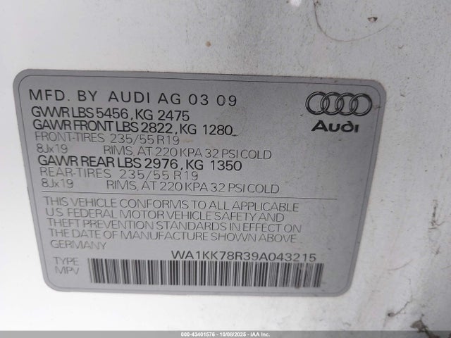 2009 AUDI Q5 WA1KK78R39A043215 Photo 8