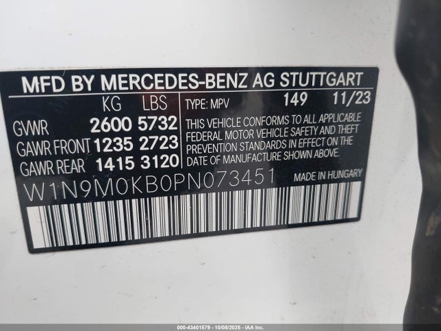 W1N9M0KB0PN073451 Mercedes-Benz Eqb 300 Suv 4matic