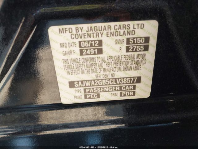 2012 JAGUAR XJ SAJWA2GB5CLV38577 Photo 8