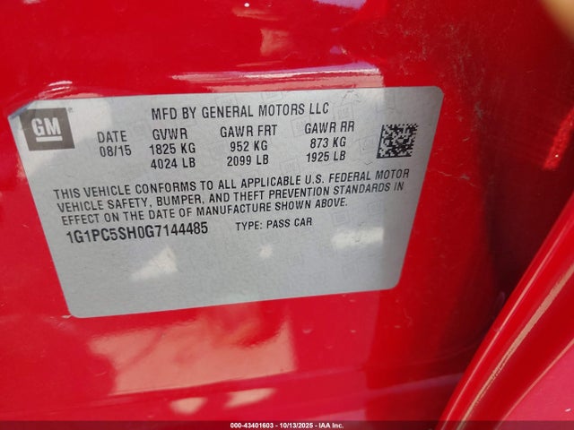 1G1PC5SH0G7144485 Chevrolet luw - e85 max
