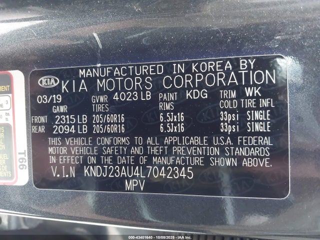 KNDJ23AU4L7042345 KIA SOUL S