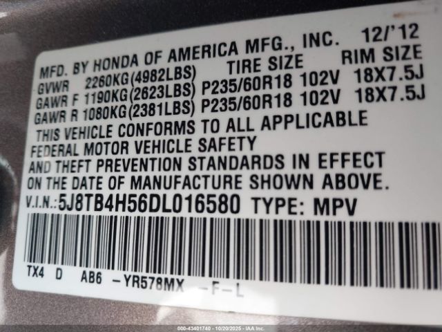 2013 ACURA RDX 5J8TB4H56DL016580 Photo 8