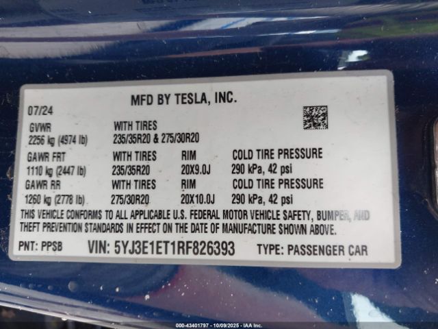 2024 TESLA MODEL 3 5YJ3E1ET1RF826393 Photo 8