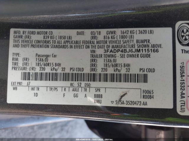 2018 FORD FIESTA 3FADP4BJ6JM115166 Photo 8