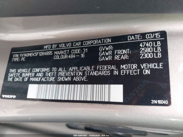 2015 VOLVO V60 YV140MEK5F1264895 Photo 8