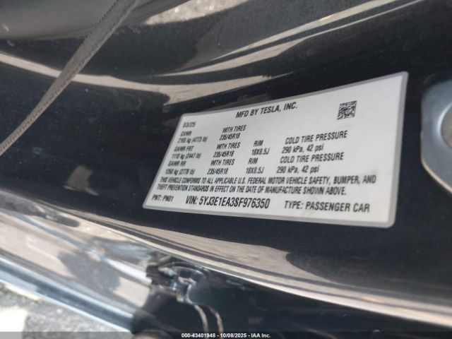 2025 TESLA MODEL 3 5YJ3E1EA3SF976350 Photo 8