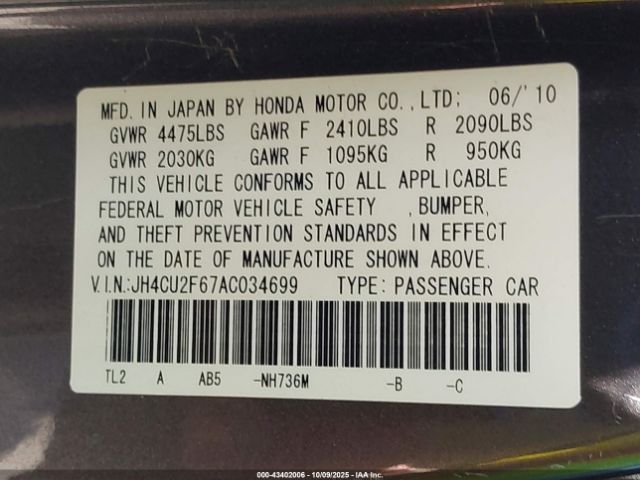 2010 ACURA TSX JH4CU2F67AC034699 Photo 8