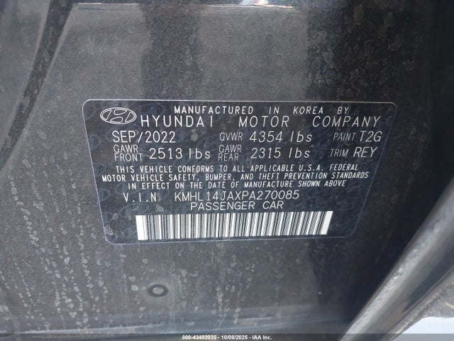 KMHL14JAXPA270085 Hyundai SONATA SEL