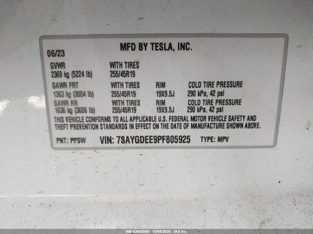2023 TESLA MODEL Y 7SAYGDEE9PF805925 Photo 8