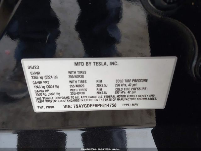 2023 TESLA MODEL Y 7SAYGDEE6PF814758 Photo 8