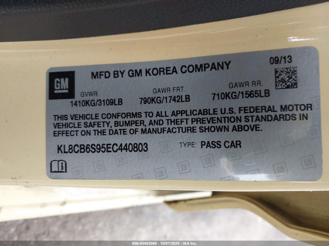 Chevrolet ll0 2014 KL8CB6S95EC440803 Image 9