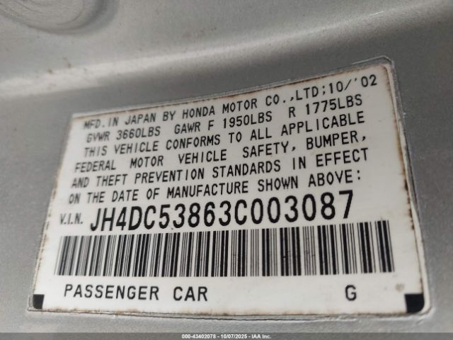 2003 ACURA RSX JH4DC53863C003087 Photo 8