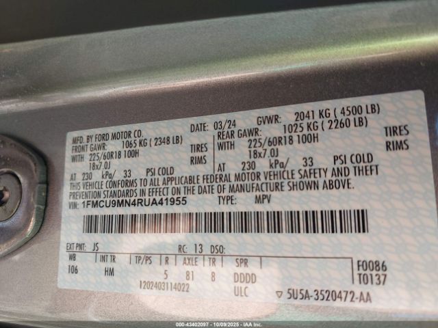 2024 FORD ESCAPE 1FMCU9MN4RUA41955 Photo 8