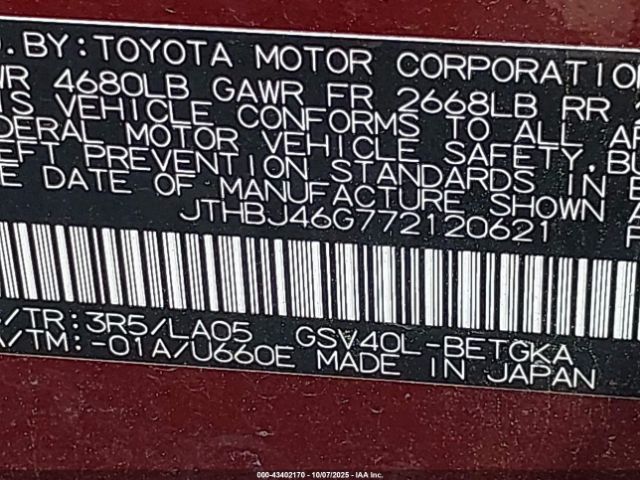 2007 LEXUS ES 350 JTHBJ46G772120621 Photo 8