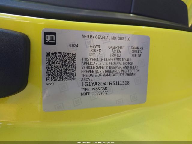 2024 CHEVROLET CORVETTE STINGRAY 1G1YA2D41R5111318 Photo 8