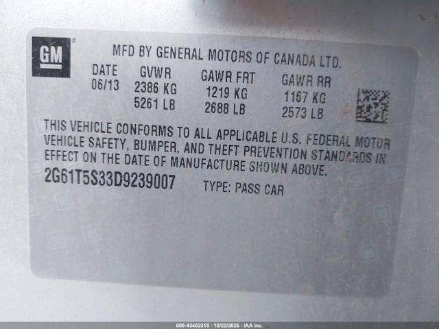 2013 CADILLAC XTS 2G61T5S33D9239007 Photo 8