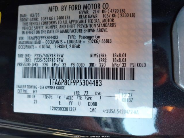 2023 FORD MUSTANG 1FA6P8CF9P5304483 Photo 8