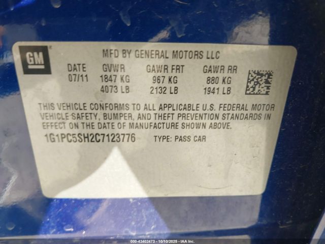 2012 CHEVROLET CRUZE 1G1PC5SH2C7123776 Photo 8