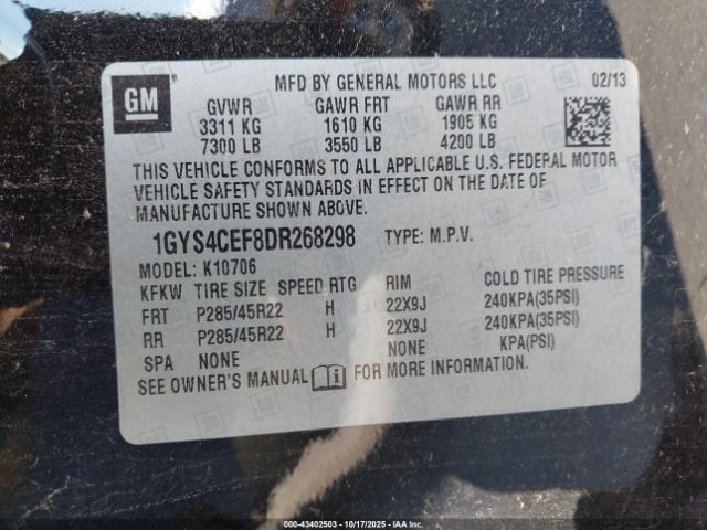 2013 CADILLAC ESCALADE 1GYS4CEF8DR268298 Photo 8