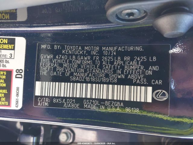 2025 LEXUS ES 350 58ADZ1B18SU189158 Photo 8