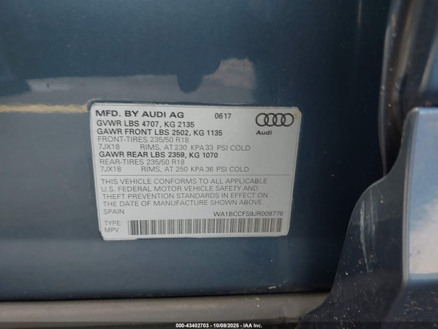 2018 AUDI Q3 WA1BCCFS9JR008776 Photo 8