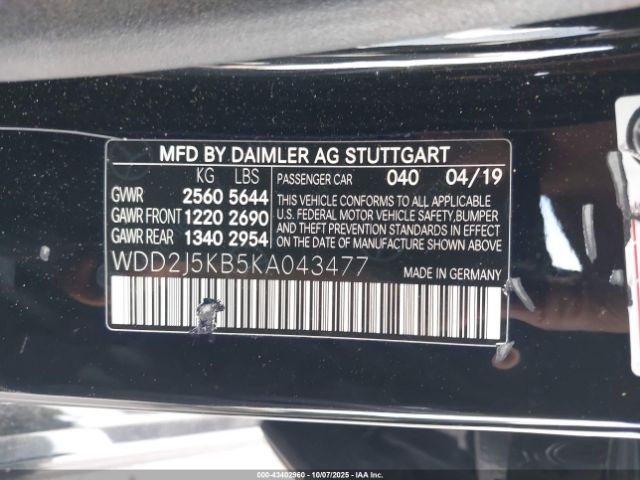 2019 MERCEDES-BENZ CLS 450 WDD2J5KB5KA043477 Photo 8