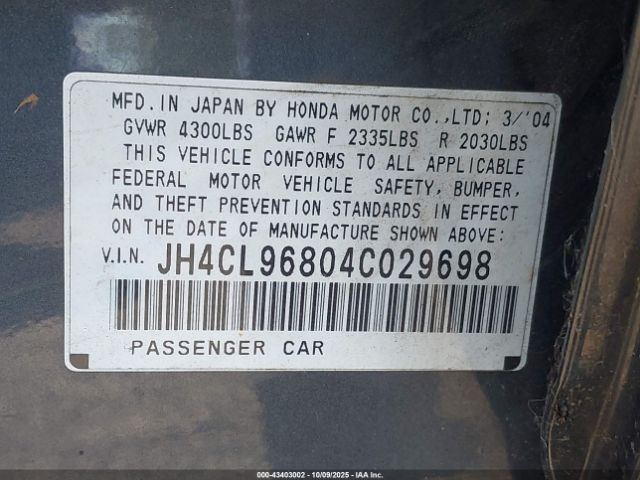 2004 ACURA TSX JH4CL96804C029698 Photo 8