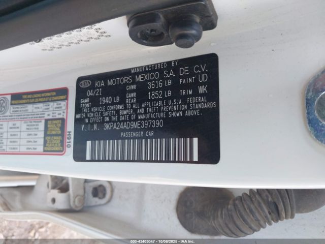 2021 KIA RIO 3KPA24AD9ME397390 Photo 8