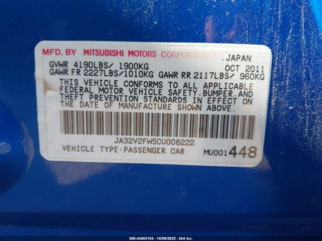 2012 MITSUBISHI LANCER JA32V2FW5CU008222 Photo 8
