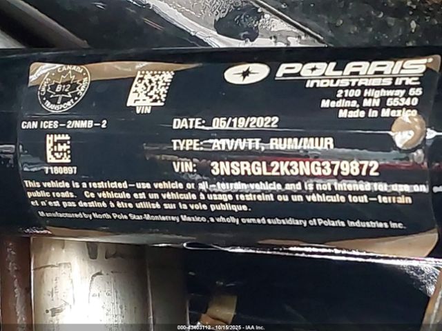 2022 POLARIS RZR 3NSRGL2K3NG379872 Photo 9