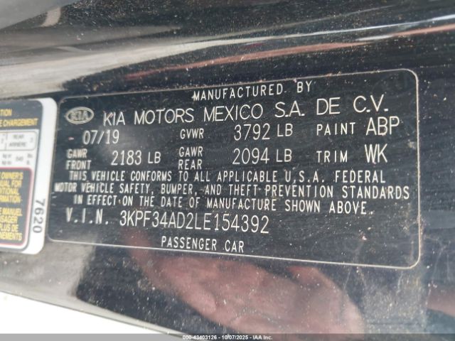 2020 KIA FORTE 3KPF34AD2LE154392 Photo 8